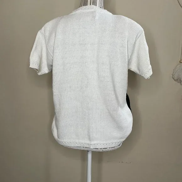 Vintage 80s Tiara International Floral Bouquet Knitted Sweater Shirt Blouse Sz S - Picture 4 of 11